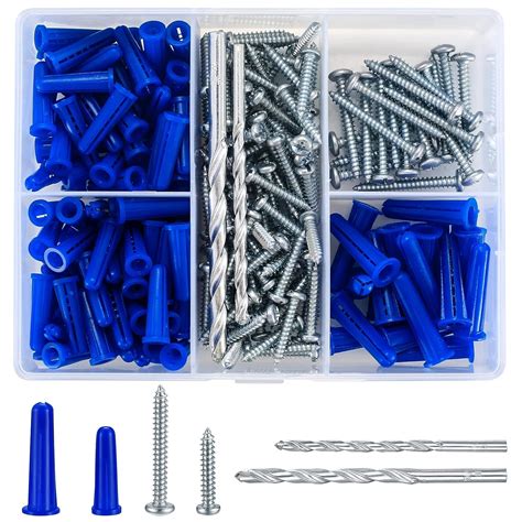 208 Pcs Wall Anchors and Screws for Drywall, Conical Concrete Wall ...