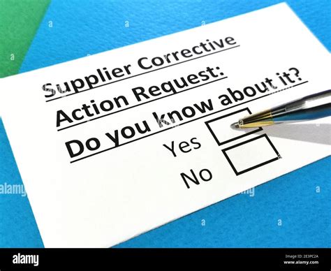 One person is answering question about supplier corrective action request Stock Photo - Alamy