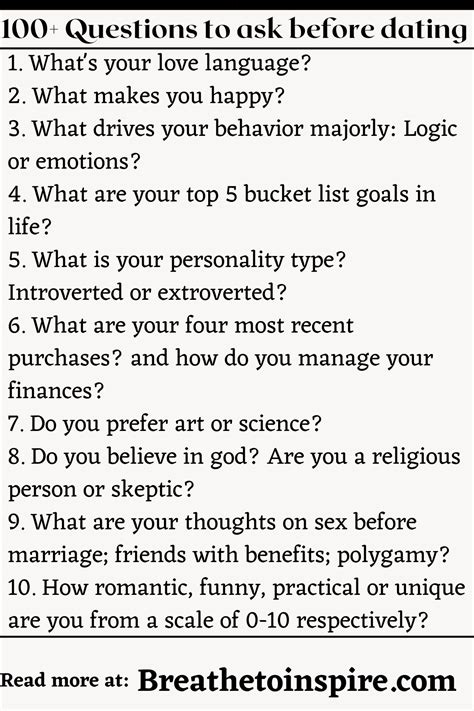 100+ Questions To Ask Before Dating (very Intuitive And Thoughtful ...