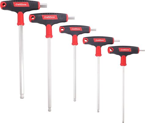 5-Piece T-Handle Ball End Hex Key Wrench Set – T-Handle Allen Wrench ...