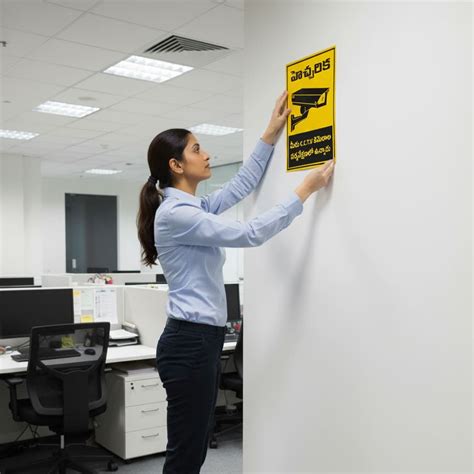 A4 CCTV Sign Sticker in Telugu Waterproof 3M Brand Pack of 4 – Flamingo ...