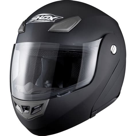 Shox Bullet Flip Up Front Matt Black Motorcycle Helmet Crash Scooter ...