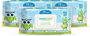 Mamaearth India's First Organic Bamboo Based Baby Wipes (72*3) Price in ...