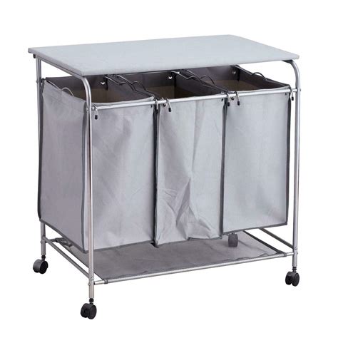 Buy Rolling Laundry Sorter Cart with Ironing Board, Laundry Basket ...