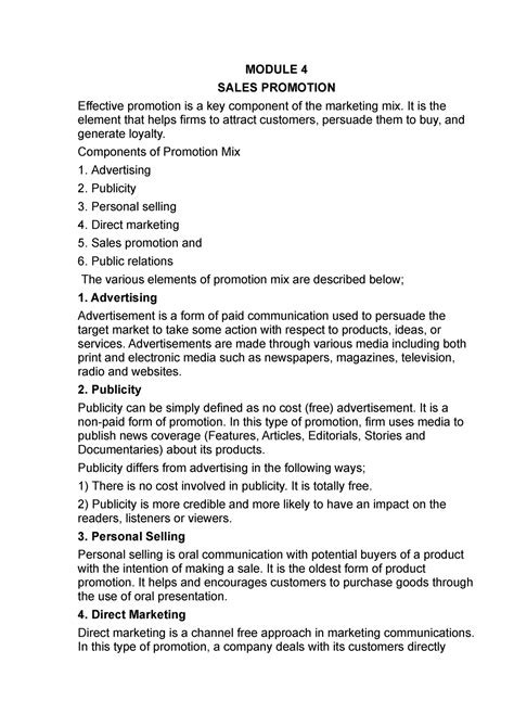 Advertising module 4 - It is a practice material - MODULE 4 SALES ...