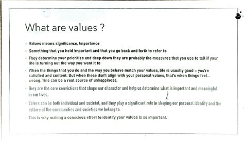 Cultivating Inner Values - What are values? Values means significance ...