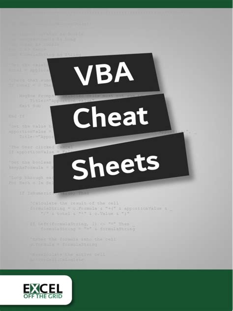 VBA Cheat Sheet v1 - Vba coding - Cover page VBA Cheat Sheet ...