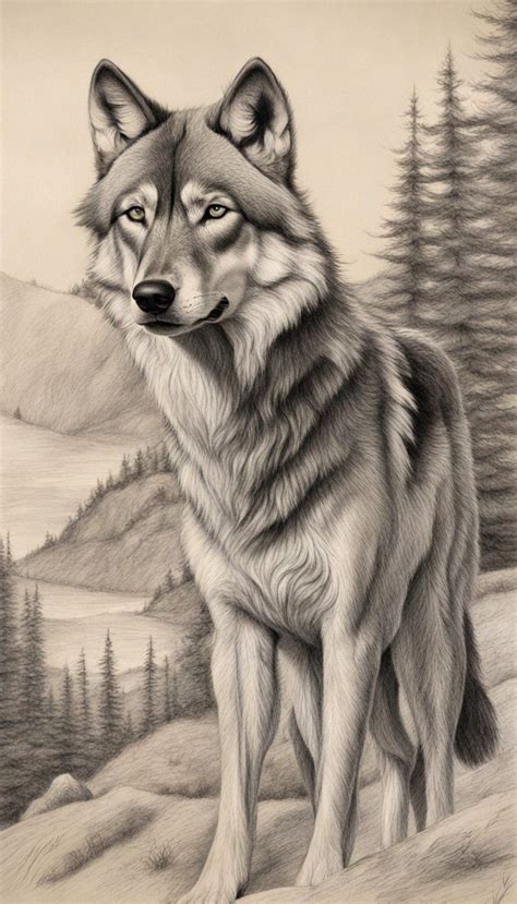 Beautiful Wolves Drawing 的图像结果