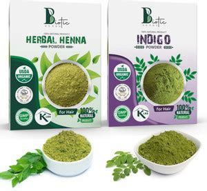 Biotic Herbs 100% Organic Indigo and Henna Powder for Hair Dye Combo ...