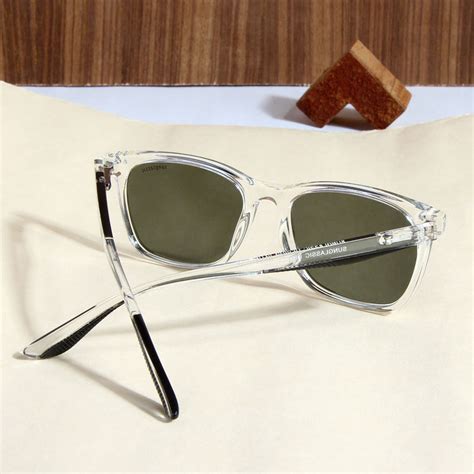 Buy Marlton Clear Green Polarized TR90 Square Sunglasses - Stylish ...