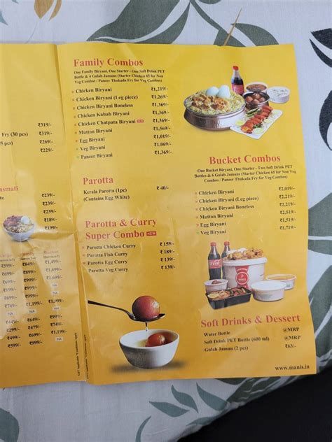 Menu at Mani's Dum Biryani - Siruseri, Chennai