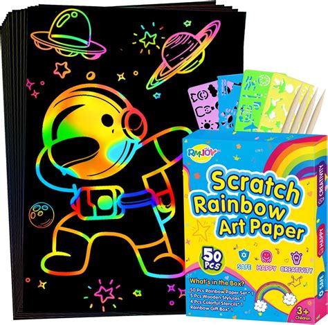 Amazon.com: RMJOY Rainbow Scratch Paper Sets: 59pcs Magic Art Craft ...