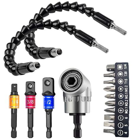 HASTHIP® Flexible Drill Bit Extension Kit with 10pcs Screwdriver Bits ...