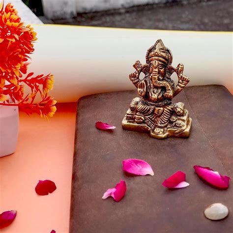 Buy Gyarsilal's Brass Pital Blessed Sitted Ganesh Ji Murti | Decor Idol ...