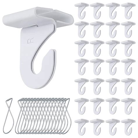 50 Pcs Drop Ceiling Hooks for Hanging, 25 Pairs White Heavy Duty ...