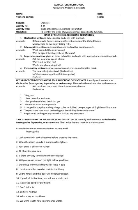 44 kinds of sentences according to function | DOCX