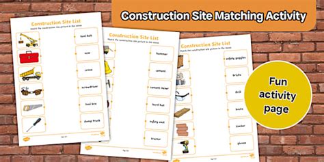 Construction Site Matching Activity