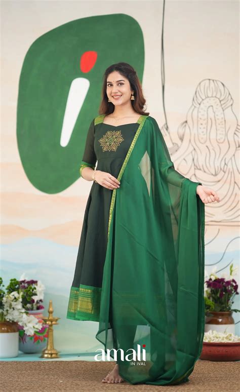 Dark Forest Green and Green Cotton Anarkali – Ivalinmabia