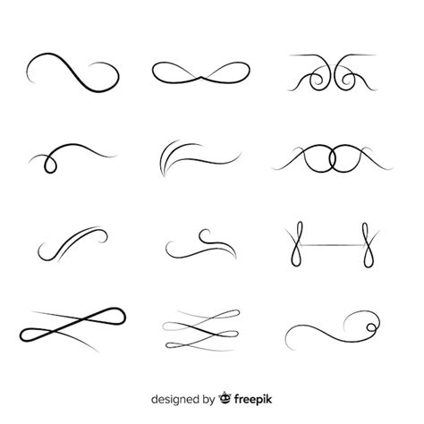 Calligraphic wedding ornament set | Free Vector