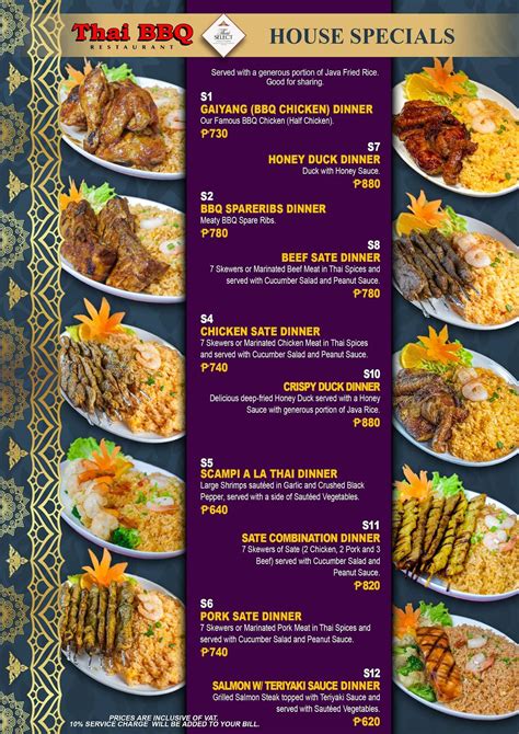 Menu at Thai BBQ Estancia (East Wing), Pasig