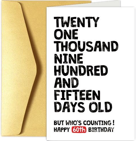 Amazon.com : Funny 60th Birthday Card for Him Her, 60 Years Old ...