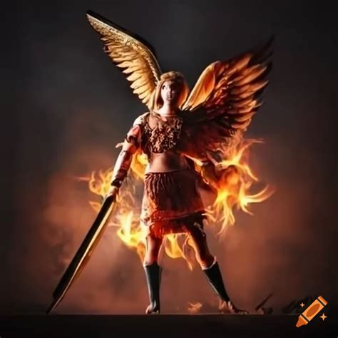 Saint michael the archangel bravely holding a sword against evil on Craiyon