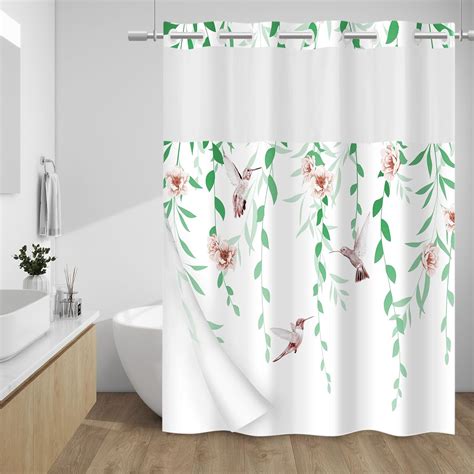 Amazon.com: WITHLOC No Hook Shower Curtain with Snap in Liner - Fabric ...