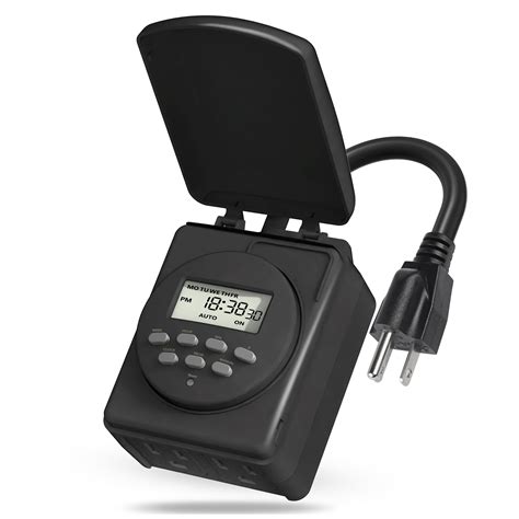 Outdoor Timer With Outlets BN LINK 24 Hour Outdoor Timer, 6 Outlet