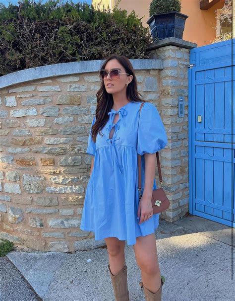 Puff Sleeve Tie-front Cotton Babydoll Dress - Blue – HOUSE OF SHAILJA