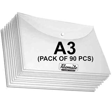 Filemate A3 Size My Clear Bag(Pack of 90 pcs)(Size: 13 X 18 inch ...