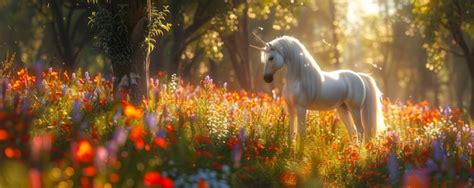 Mythical meadows unicorn paradise 4k hyperrealistic photo | Premium AI ...
