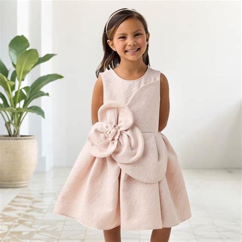 Juniors Textured Pleated A-line Dress with Floral Detail and Zip Closure