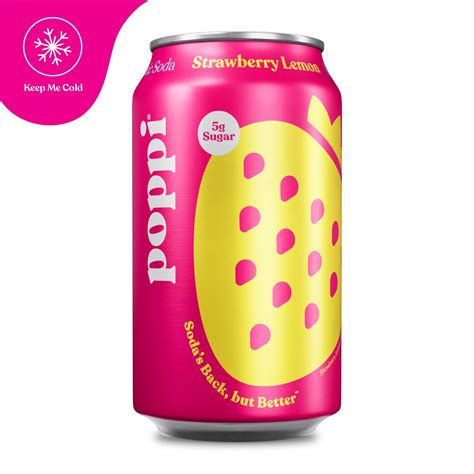 poppi Strawberry Lemon Prebiotic Soda Cold, 12 fl oz Can, Single Can ...