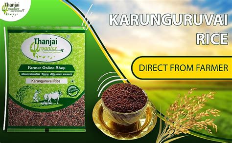 Thanjai Organics Karunkuruvai Rice 1Kg | Karunguruvai Handpounded Rice ...