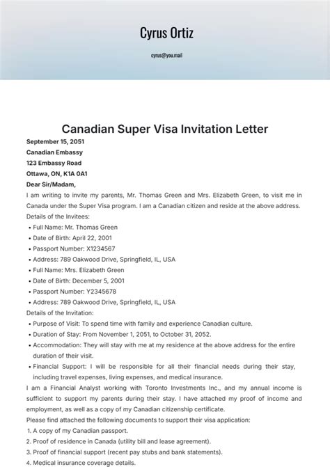 Invitation Letter For Visitor Visa Canada Pport Status - Infoupdate.org