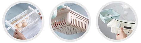 Peiroks 4 Pcs Expandable Adjustable Fridge Storage Basket Under Shelf ...