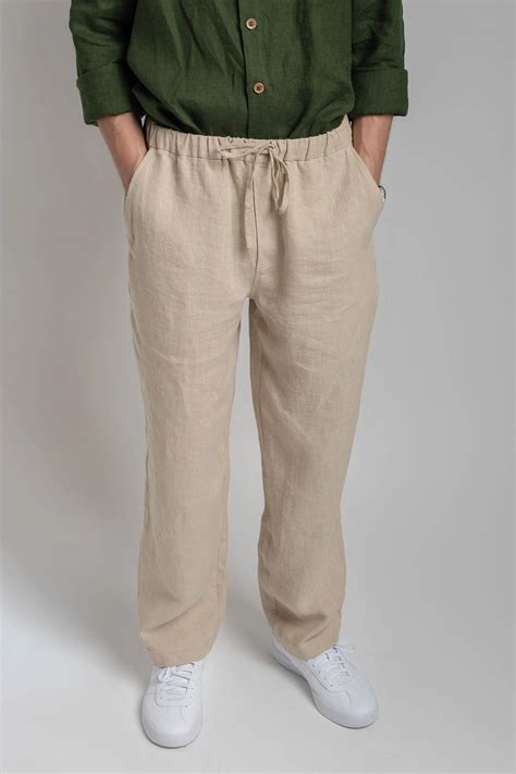 Men's linen pants FLORIDA - pale sand - best linen clothing from ...