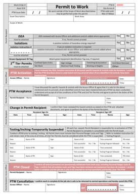 Fillable Online seqwater com Permit to Work Form - Seqwater - seqwater ...