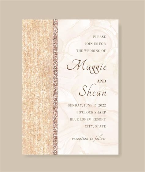 Gold metallic wedding invitation | Premium Vector