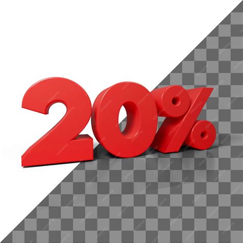Premium PSD | A red number 20 percent 3D PNG