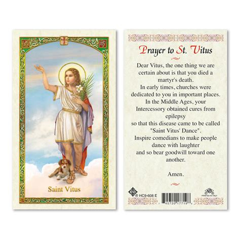 Prayer to Saint Vitus Prayercard – The Catholic Gift Store