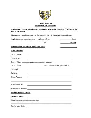 Fillable Online clocharince Application For Enrolment - bClocharinceb ...