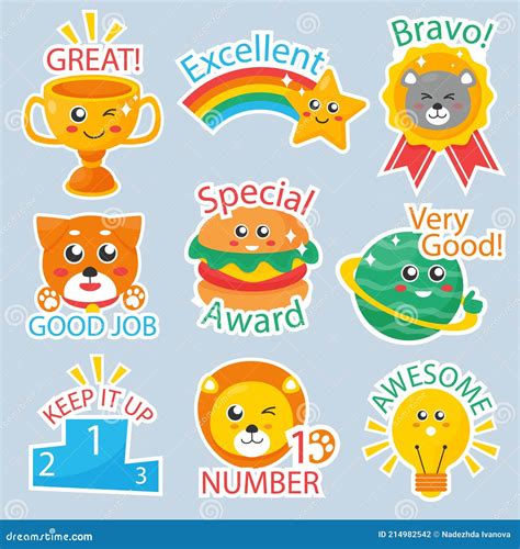 Flat Good Job and Great Job Stickers Vector Illustration. Stock Vector ...