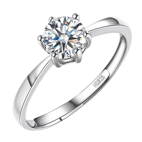 Solitaire Ring Classic Adjustable in 92.5 Silver embellished with Spar ...