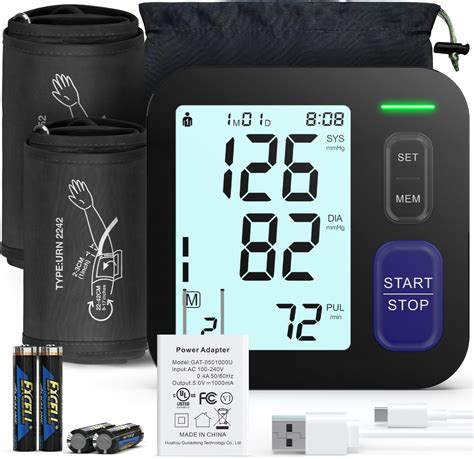 Amazon.com: Upper Arm Blood Pressure Machine - 2 Size Cuffs, Medium/Large 9"-17" and Extra Large ...