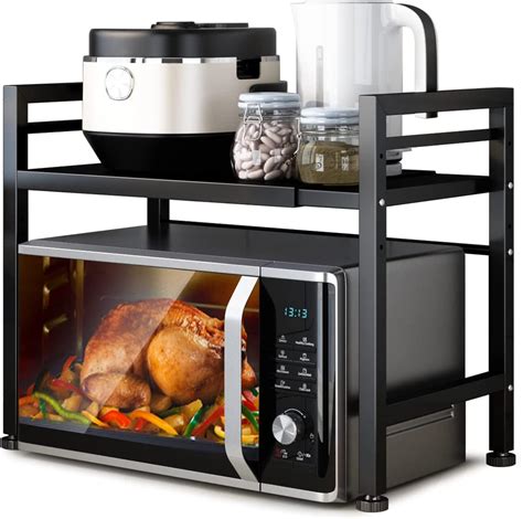 DOLALIKE Microwave Oven Rack, Expandable Microwave Stand Countertop ...