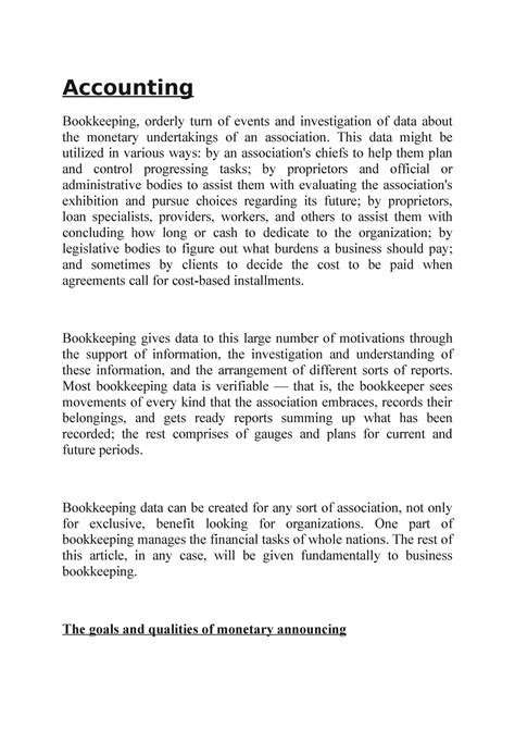 Accounting - Accounting Bookkeeping, orderly turn of events and ...