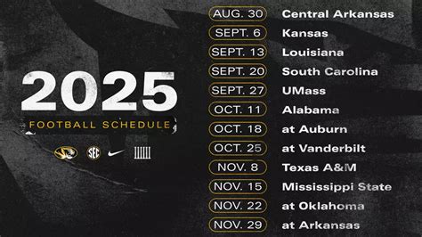 2025 Mizzou Football Schedule Announced - Ozark Radio News