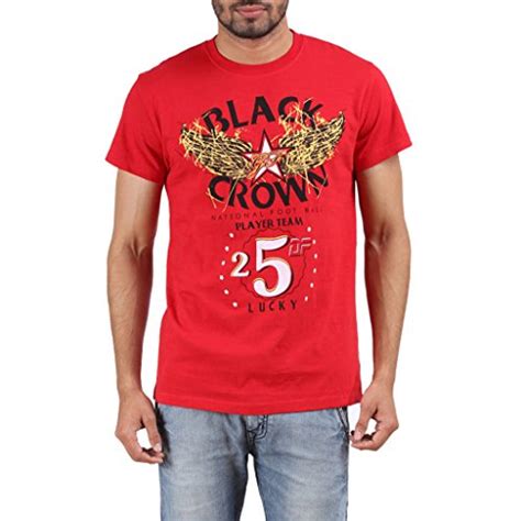 Buy Mens Black Crown Graphic Red T Shirt at Amazon.in