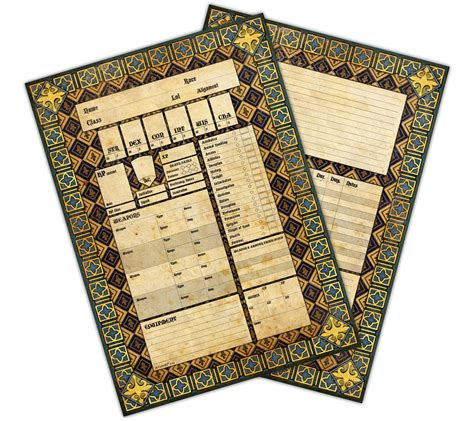 Buy Cultzilla D20 'Medieval' Character Sheet (Pack of 10) Online at ...